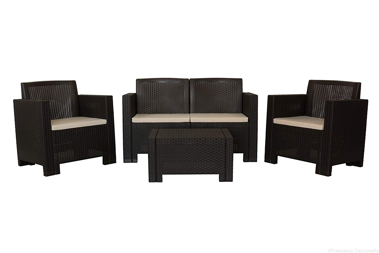 Bica 9027 Set Alabama 2 Salottini in resina in kit colore Marrone 119x74x57 cm Bica 9027 Set Alabama 2 Salottini in resina in kit colore Marrone 119x74x57 cm